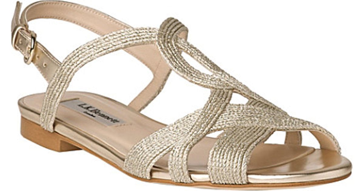 lk bennett gold wedges