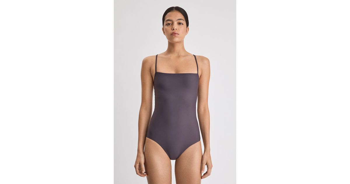 Filippa K Synthetic Shiny Strap Swimsuit in Mauve (Purple) - Lyst