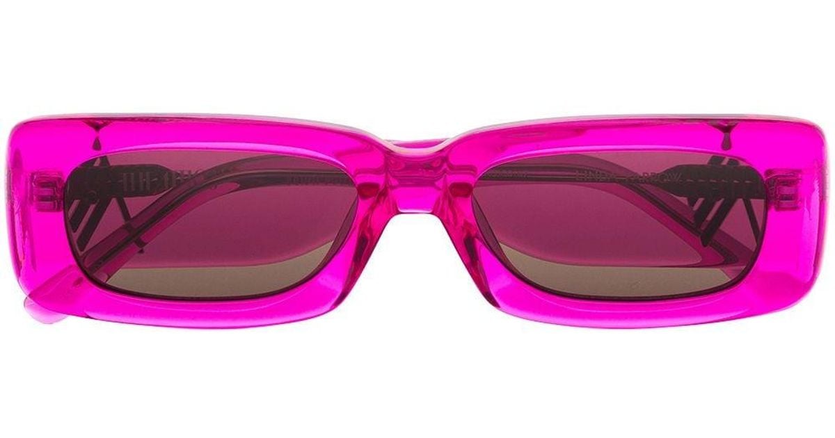 Linda Farrow X The Attico Mini Marfa Rectangleframe Sunglasses in Pink
