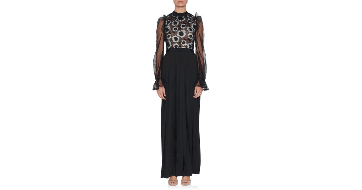 self portrait abstract floral guipure dress