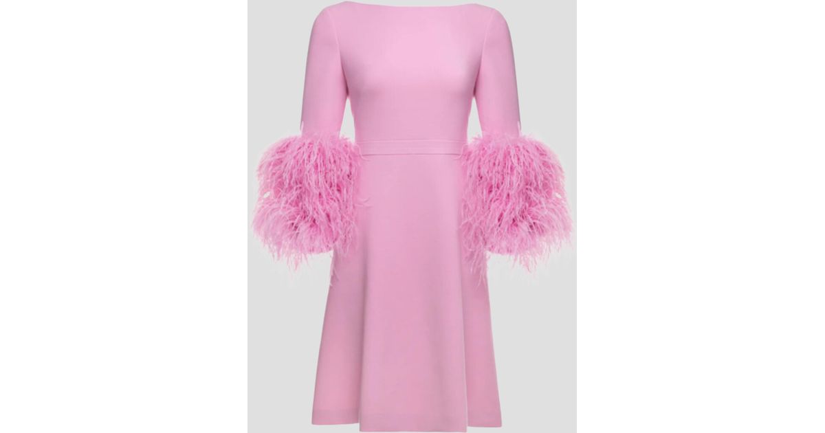Huishan Zhang Pink Reign Mini Dress With Feather Details | Lyst