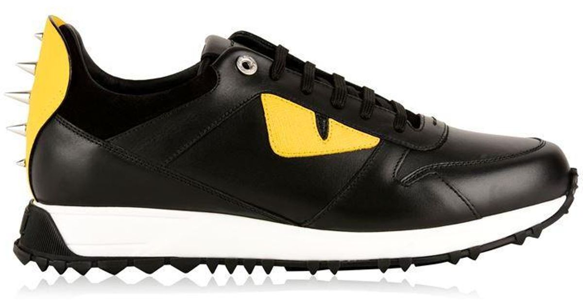 Fendi Leather Yellow Monster Runners in 