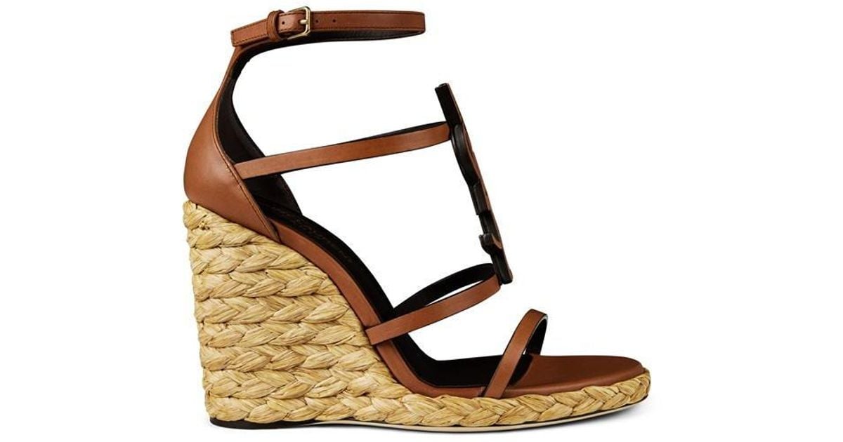Saint Laurent Cassandra Wedge Espadrilles in Brown Lyst UK