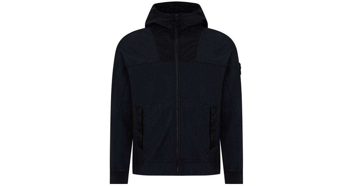 Stone Island Zip Compass Hoodie in Black for Men Lyst UK