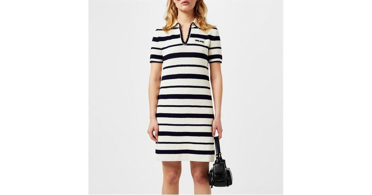 Miu Miu Cotton Polo Dress in Blue | Lyst UK