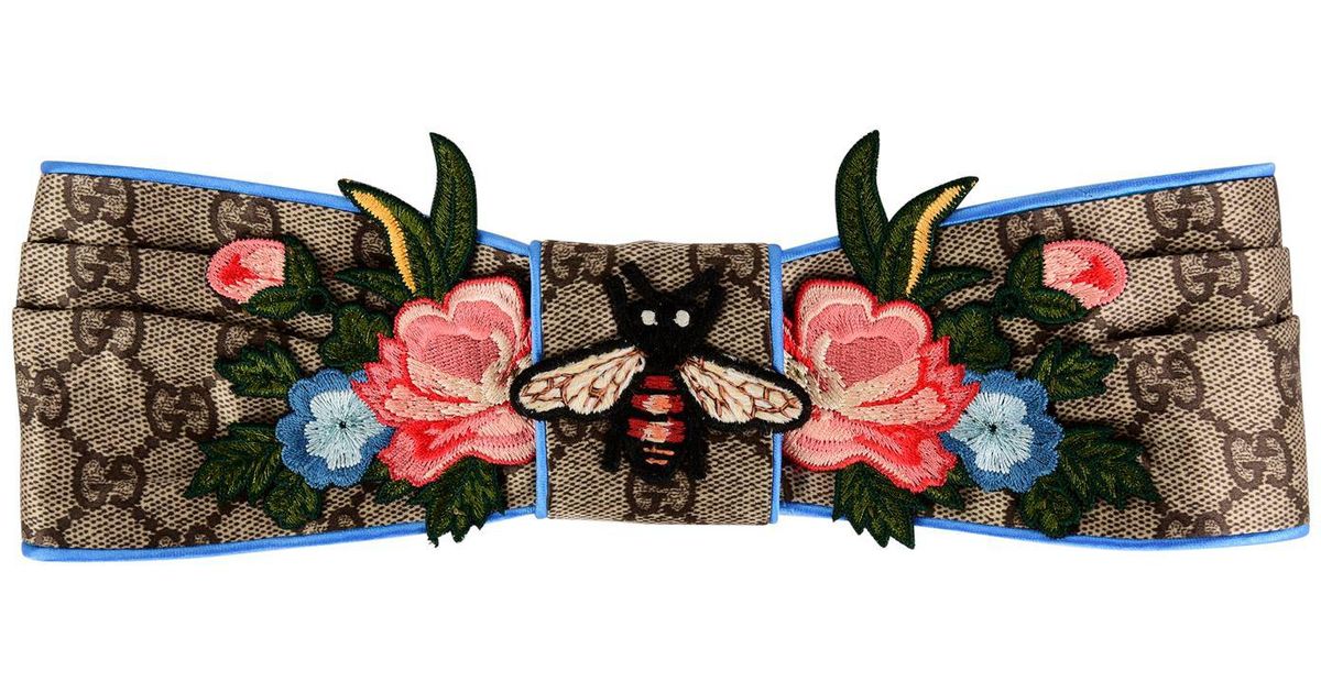 Gucci Silk Bee Gg Floral Headband - Lyst