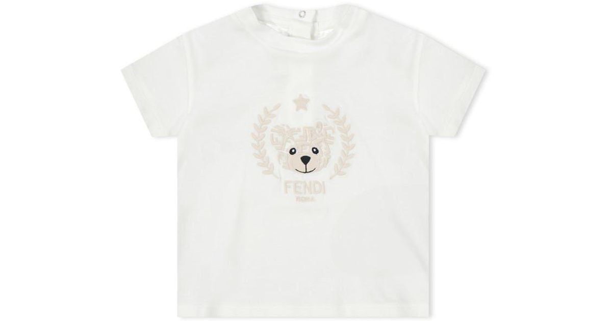 Fendi Bear Embroidered Logo T-Shirt Babies in White | Lyst UK
