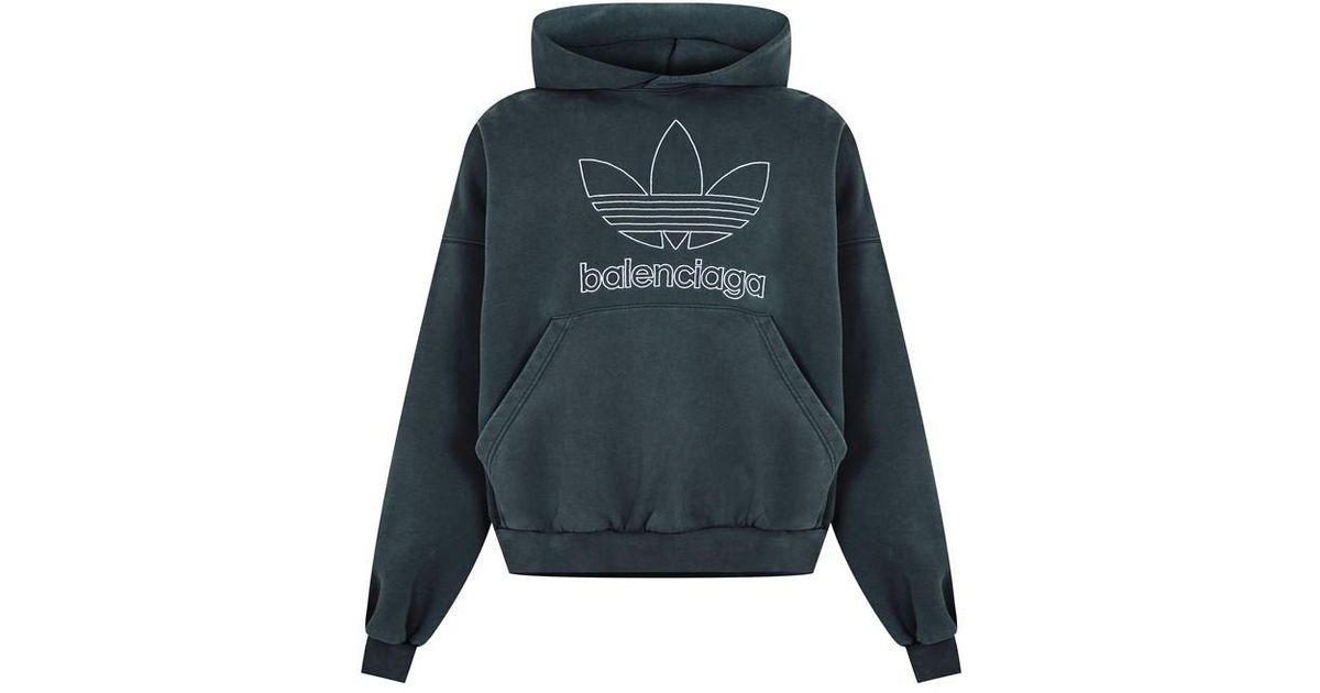 Balenciaga X Adidas Logo Hoodie in Blue | Lyst UK