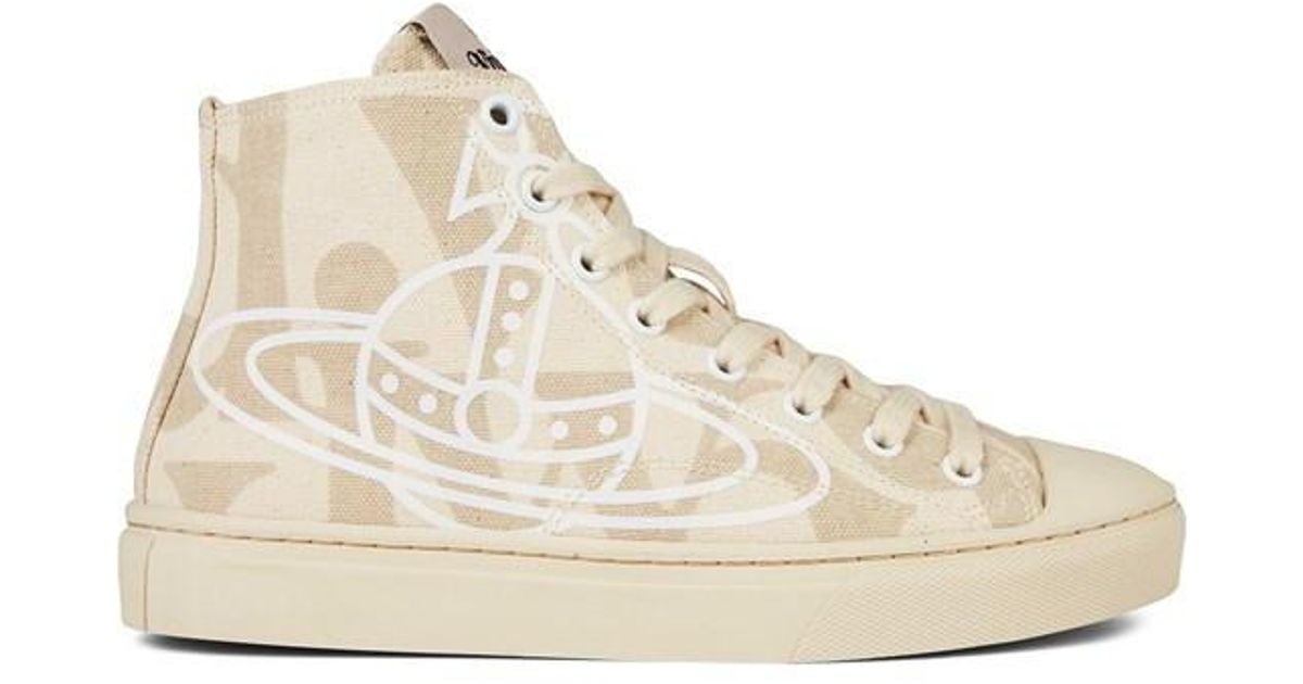 Vivienne Westwood Thin Orb Motif Cotton High Top Trainers in