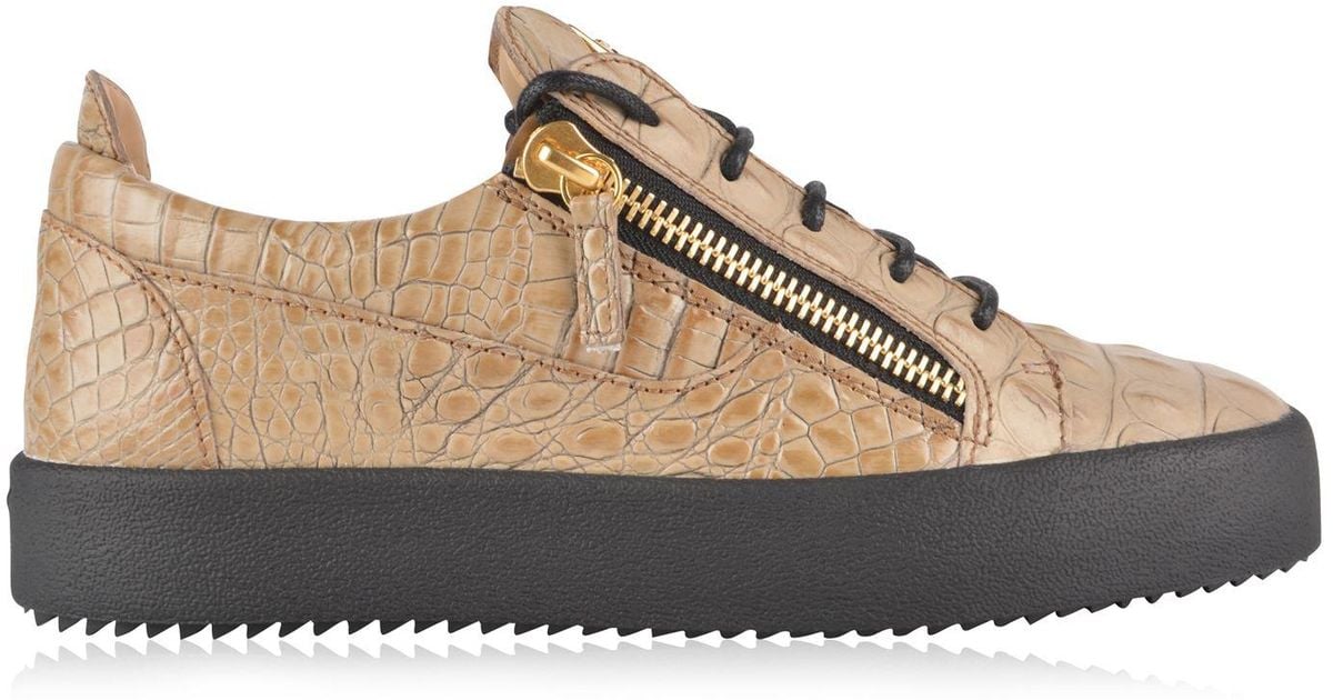 giuseppe zanotti crocodile leather trainers