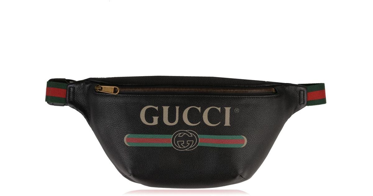 Gucci Leather Fake Logo Bum Bag in Black - Lyst