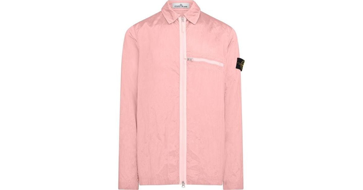 Stone island pink nylon metal clearance overshirt