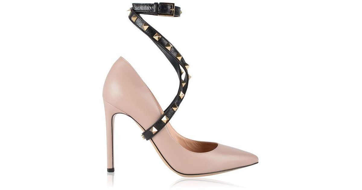 black ankle strap court heels