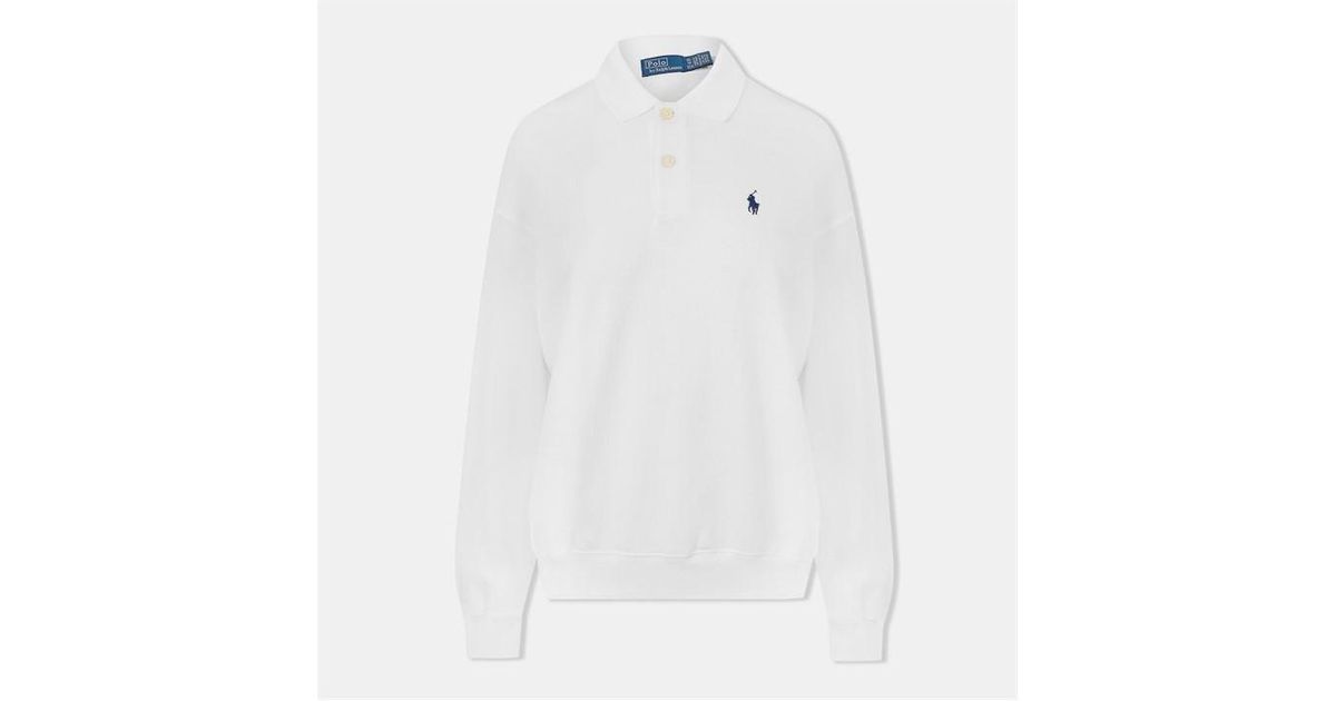 Polo Ralph Lauren Long Sleeve Polo Shirt in White | Lyst UK
