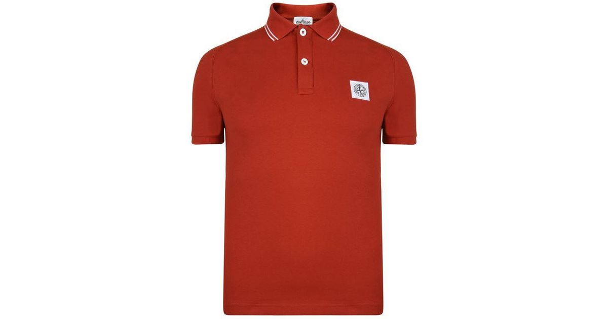 Stone island tipped badge logo polo shirt Clearance