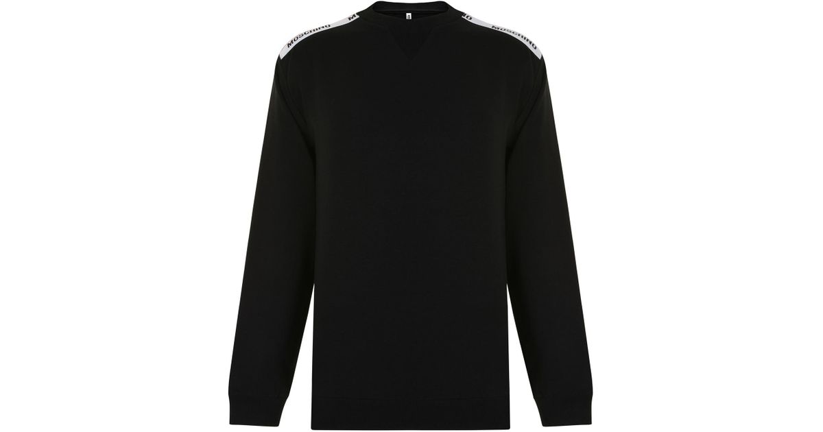 moschino logo shoulder crew neck sweatshirt