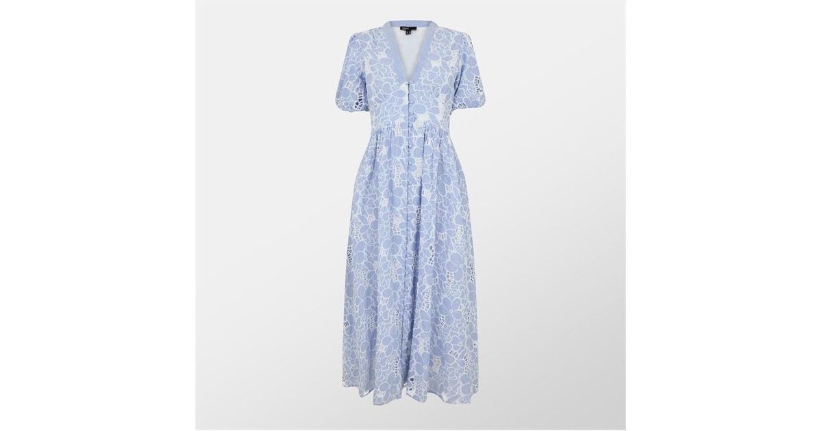 Nobody's Child Stripe Floral Embroidered Starlight Midi Dress in Natural