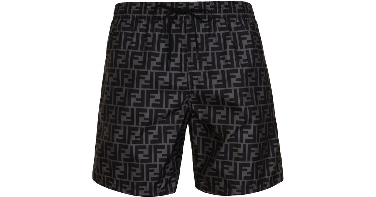 fendi ff logo swim shorts