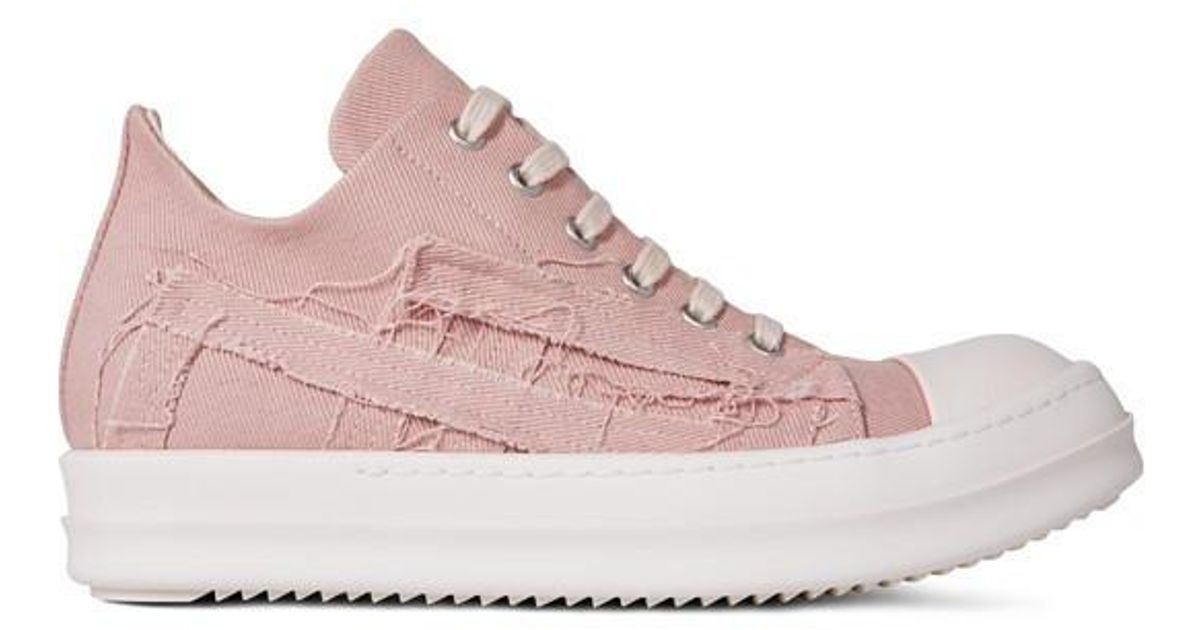 Rick Owens DRKSHDW Distressed Low Sneakers in Pink | Lyst UK