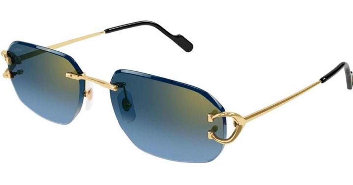 Cartier Red Rimless Cartier Ct0468S Rimless Rectangular Sunglasses in Metallic for Men ...