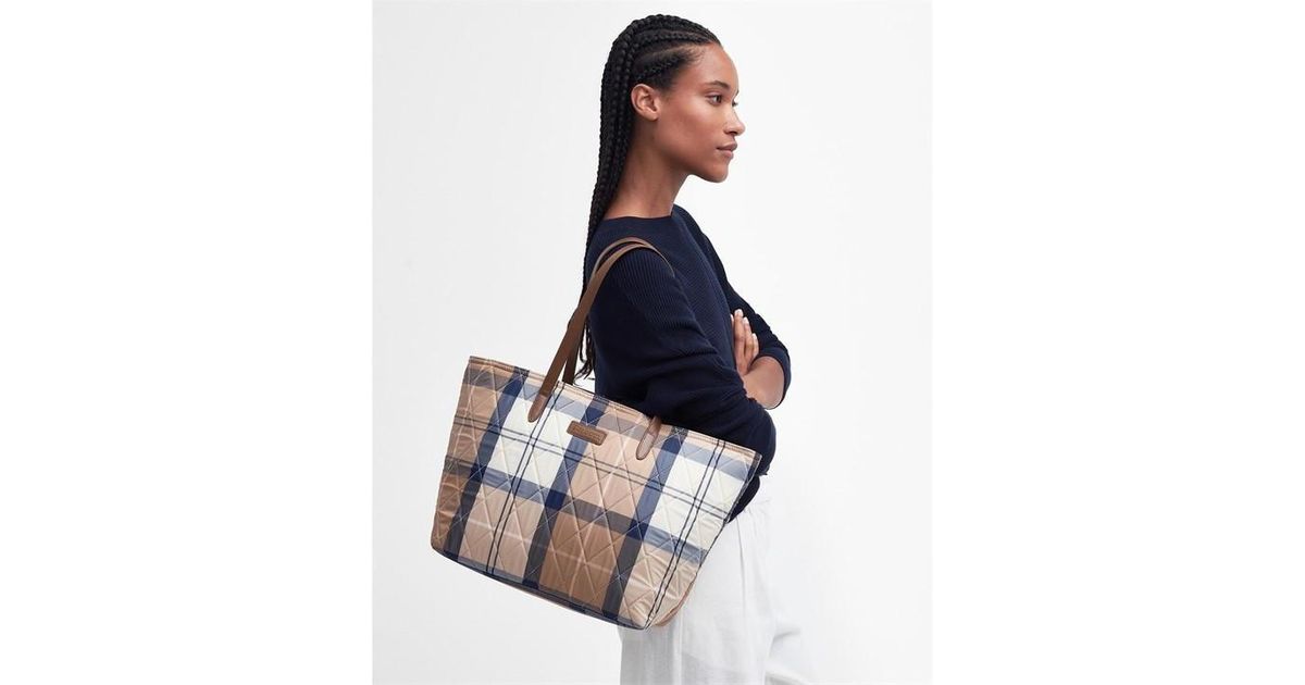 Barbour Wetherham Quilted Tartan Tote Bag in Blue Lyst UK