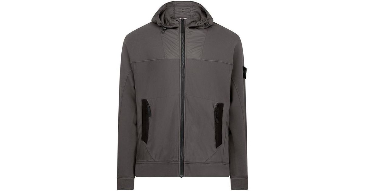 Stone Island Zip Compass Hoodie in Grey for Men Lyst UK