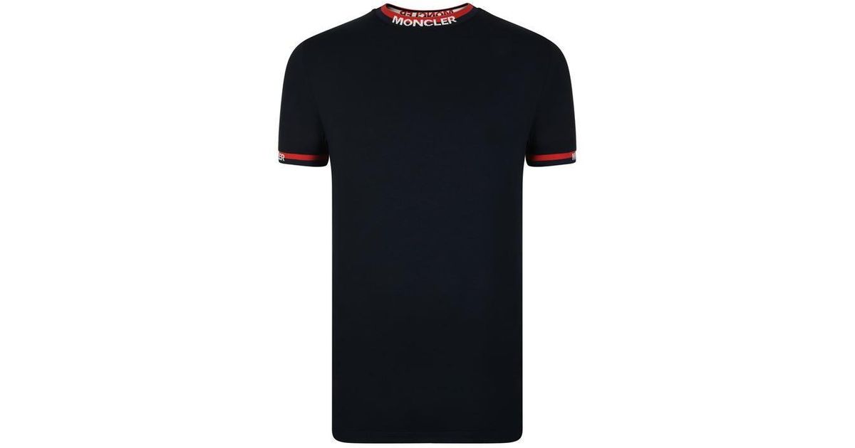 Moncler Cotton Logo Collar T Shirt in 