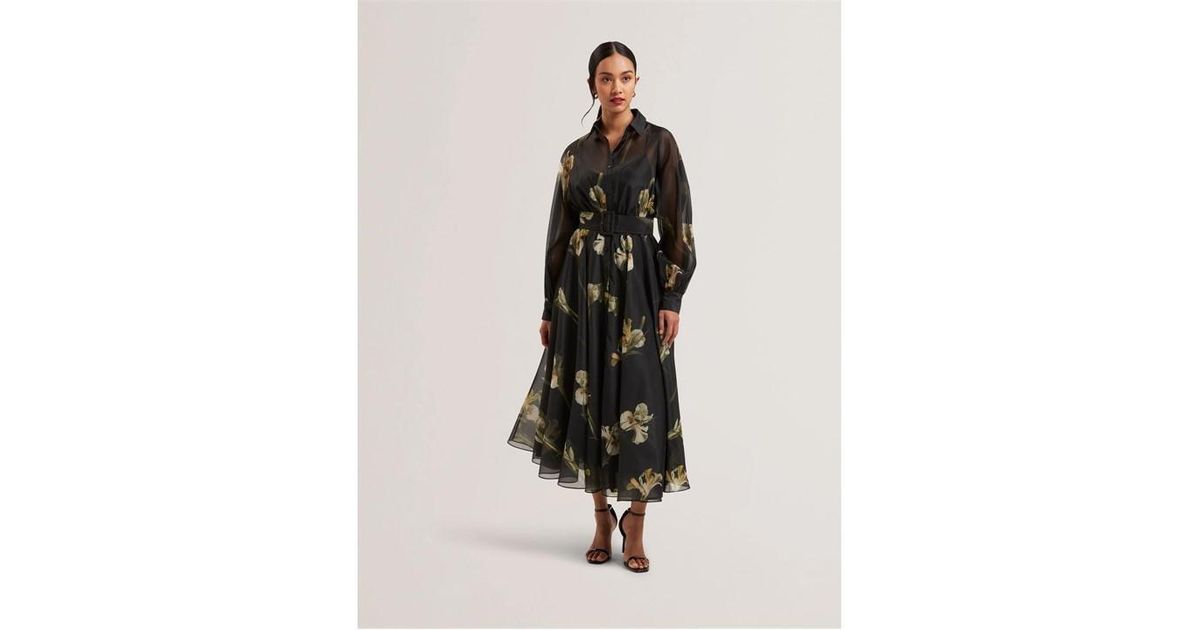 ted baker liorra printed organza dress open lace back dress Women's LIORRA-Printed Organza Belted Midi Dress Poseidon Brands (Pty) Ltd