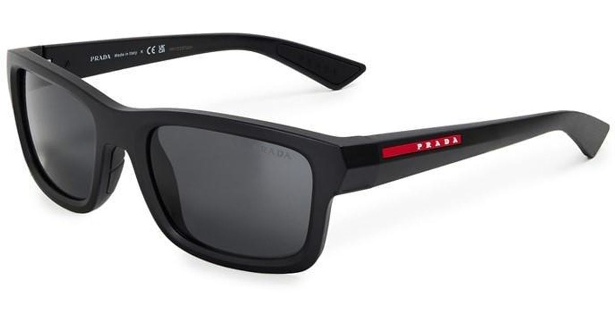 Prada 0Ps B10S Rectangle Sunglasses in Black for Men | Lyst UK