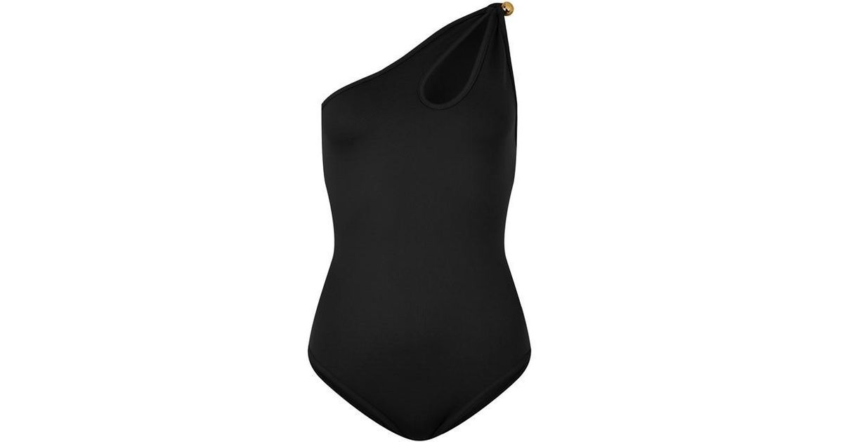 Bottega Veneta Nylon Drop Swimsuit in Black | Lyst UK