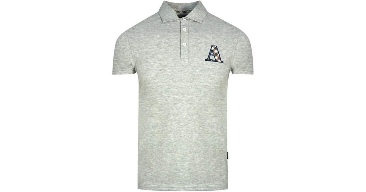 Aquascutum Check A Logo Grey Polo Shirt in Green for Men | Lyst UK