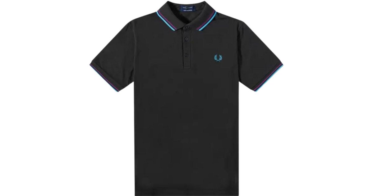 Fred Perry Twin Tipped Logwood Polo Shirt. in Black for Men | Lyst