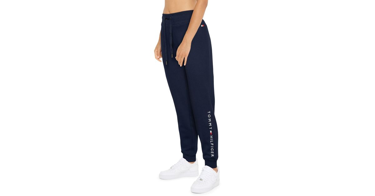 tommy hilfiger logo cuffed fleece pants