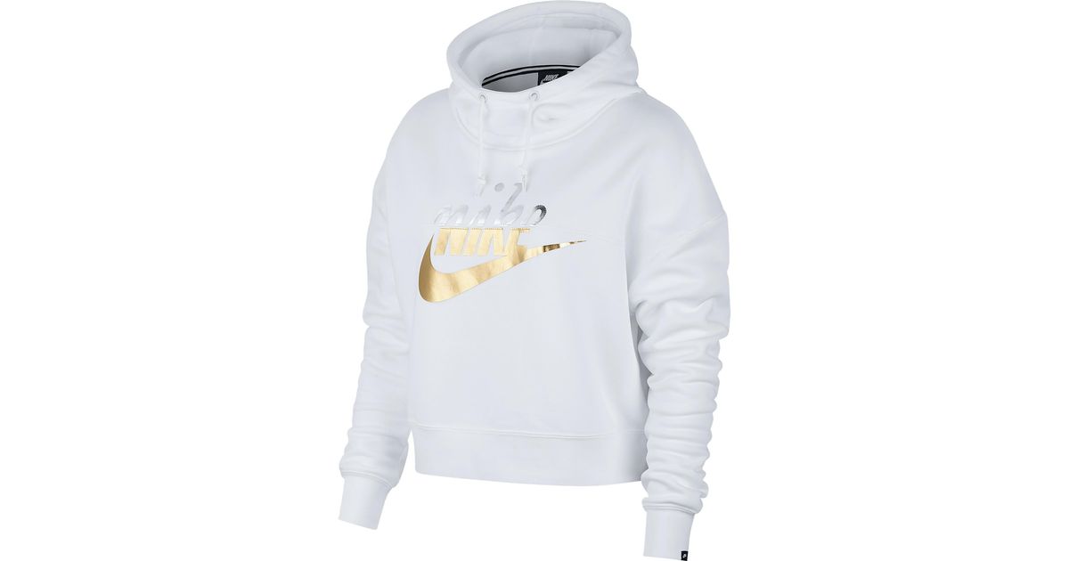 nike rally metallic clash crop hoodie