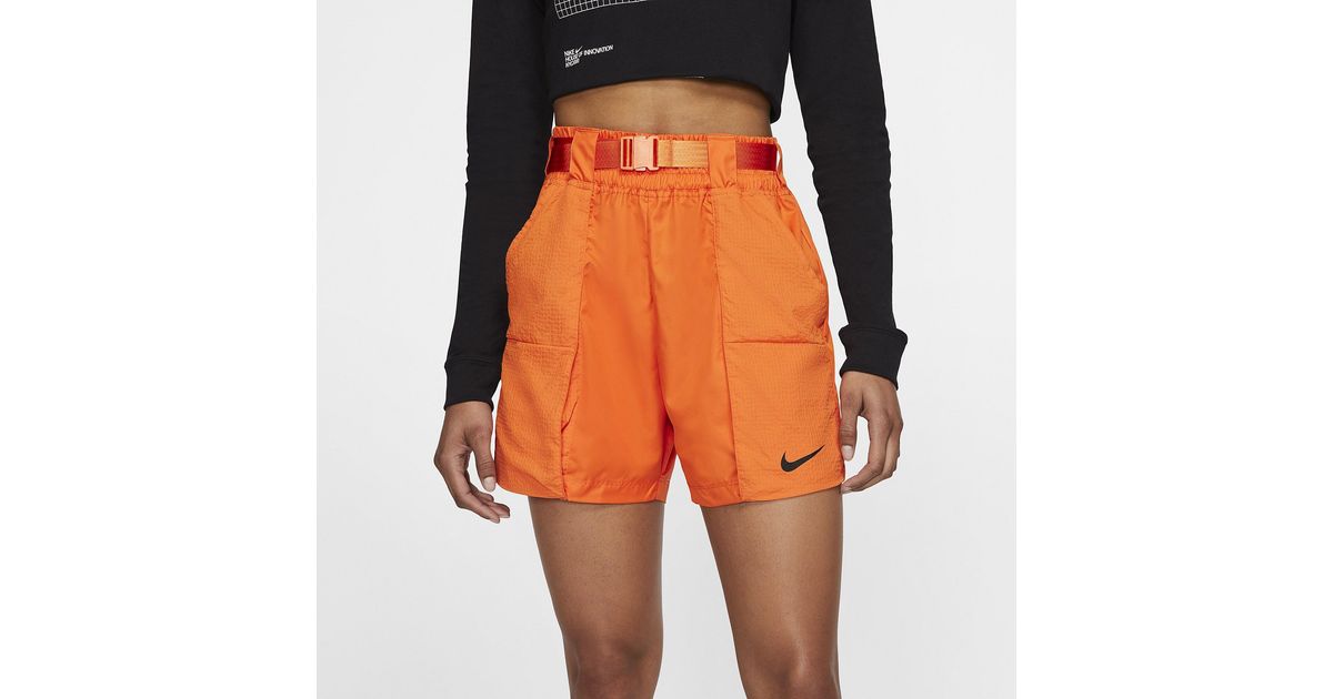 nike swoosh woven shorts orange