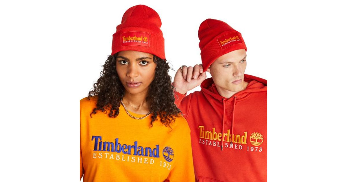 red timberland beanie