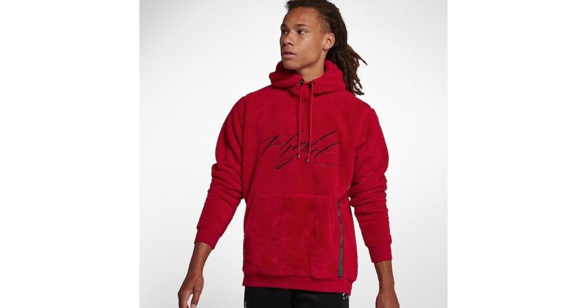 red sherpa hoodie