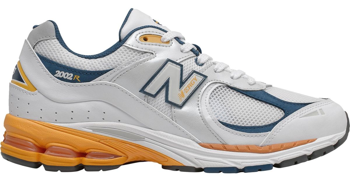 New Balance Suede 2002r Running Shoes in White/Orange/Teal (White