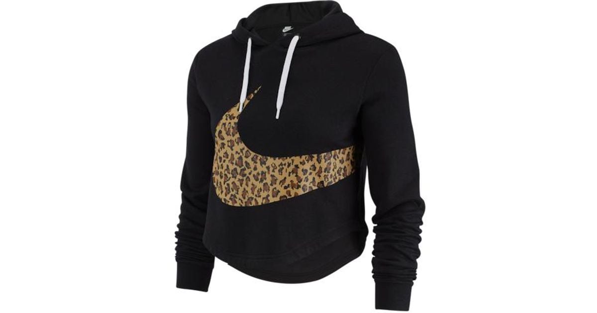 nike animal print swoosh crop hoodie red