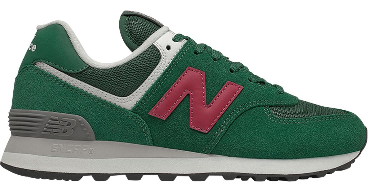 New Balance Leather 574 Running Shoes in Green/Red (Green) Lyst