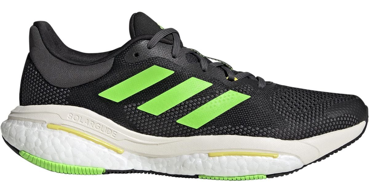 adidas Rubber Solar Glide 5 Running Shoes in Black/Green (Black) for