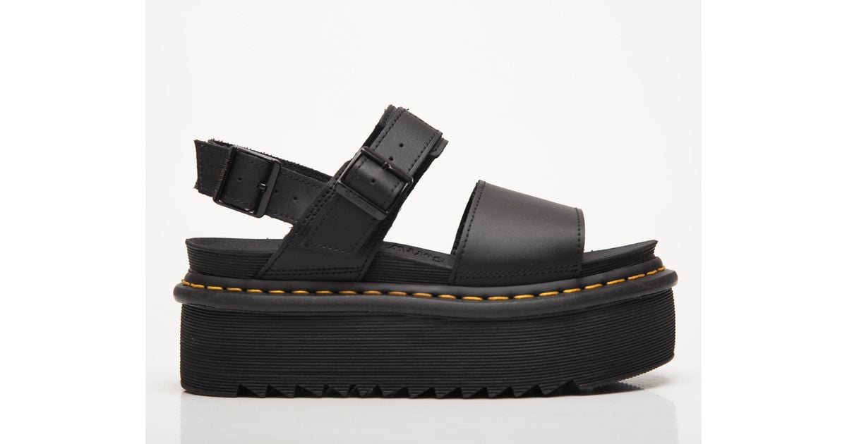 Dr. Martens Voss Quad Black Hydro Leather Sandals - Lyst