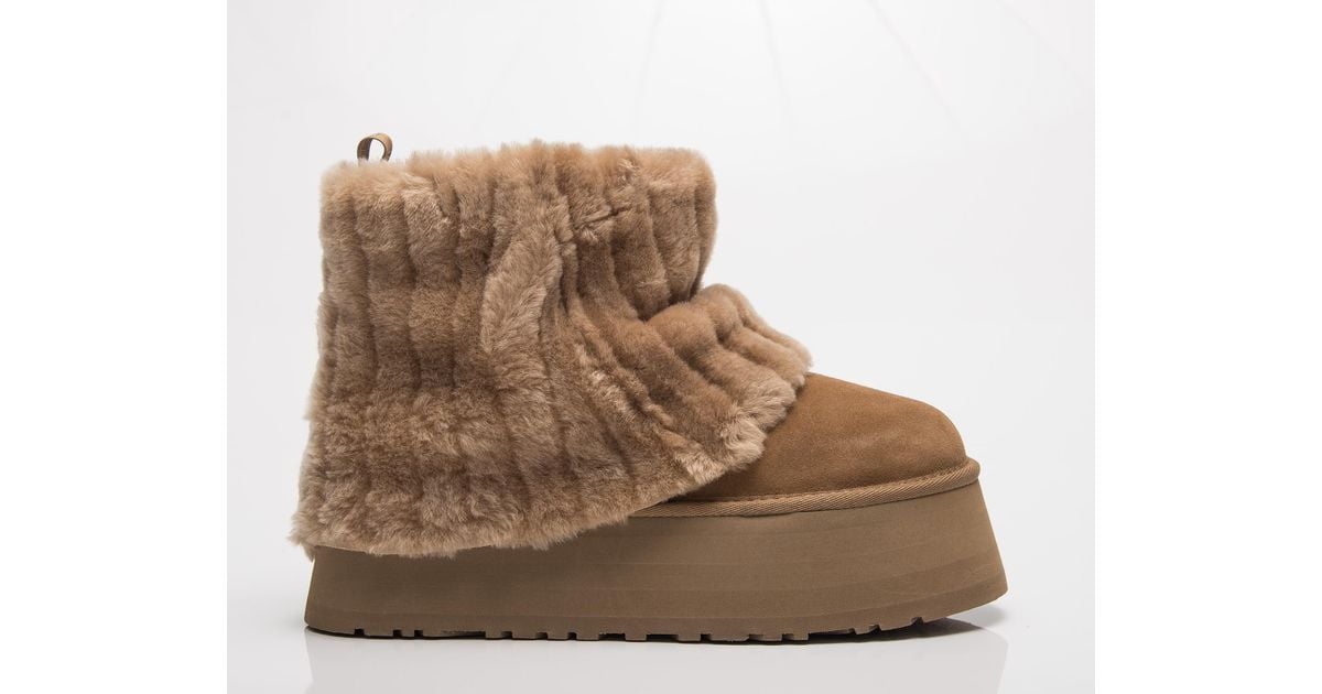 UGG Classic Mini Sherpa Platform in Brown Lyst