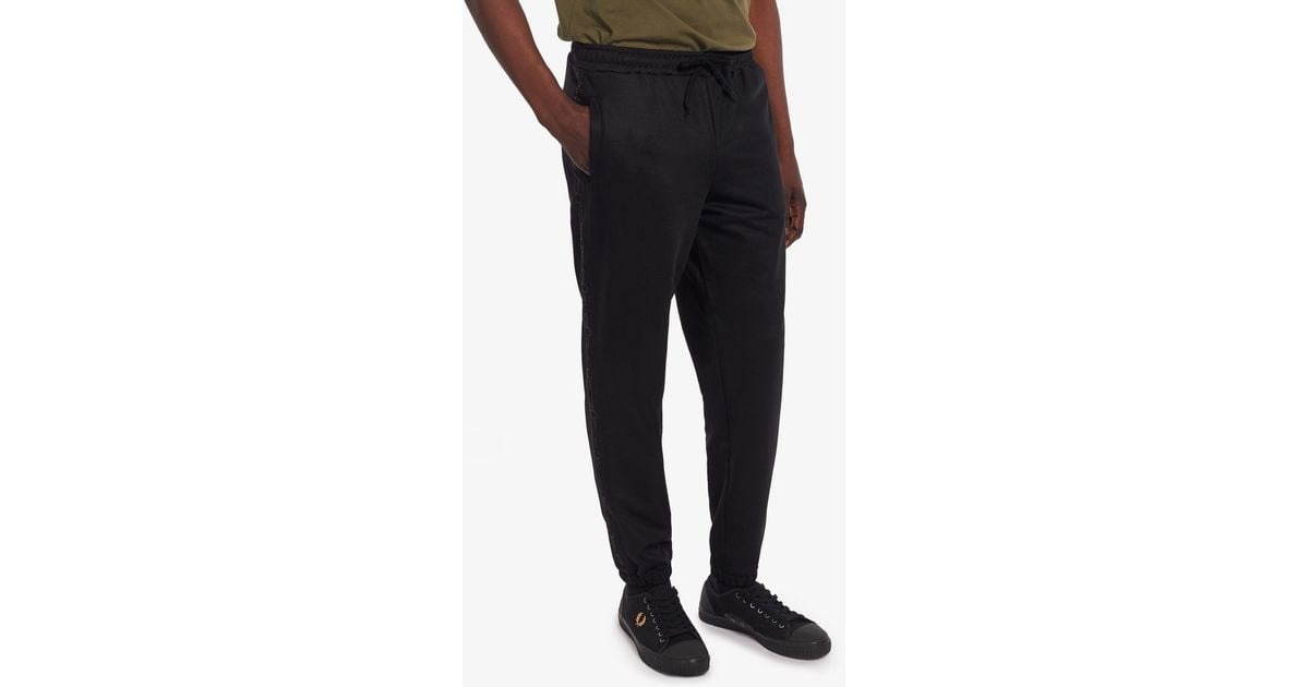 Fred Perry Tonal Tape Track Pants in Black for Men | Lyst