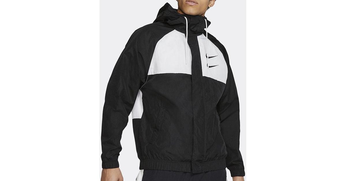 swoosh woven hooded jacket