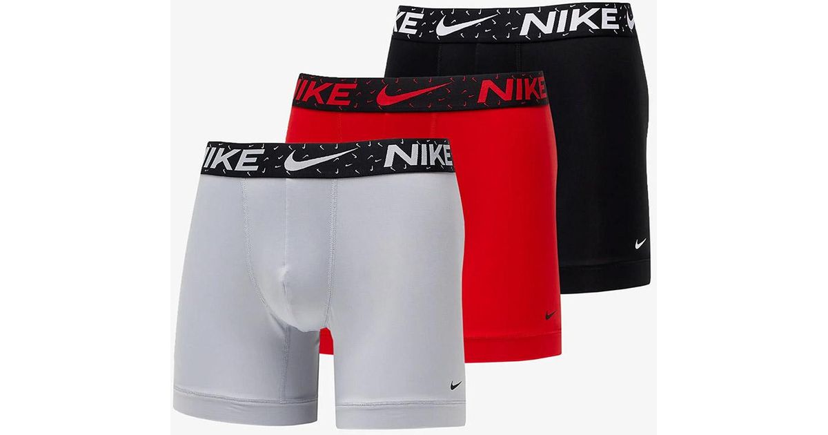 Nike Drifit Essential Micro Boxer Brief 3pack Red/ Wolf Grey/ Black (mini Swoosh) for Men Lyst Nike Drifit Essential Micro Boxer Brief 3pack Red/ Wolf Grey/ Black (mini Swoosh) for Men Lyst