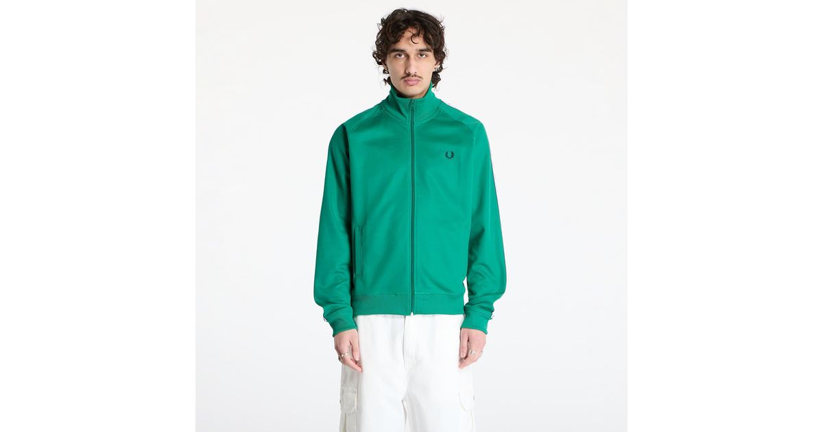 Shop fred perry taped track jacket green Outlet Fred Perry Jacket