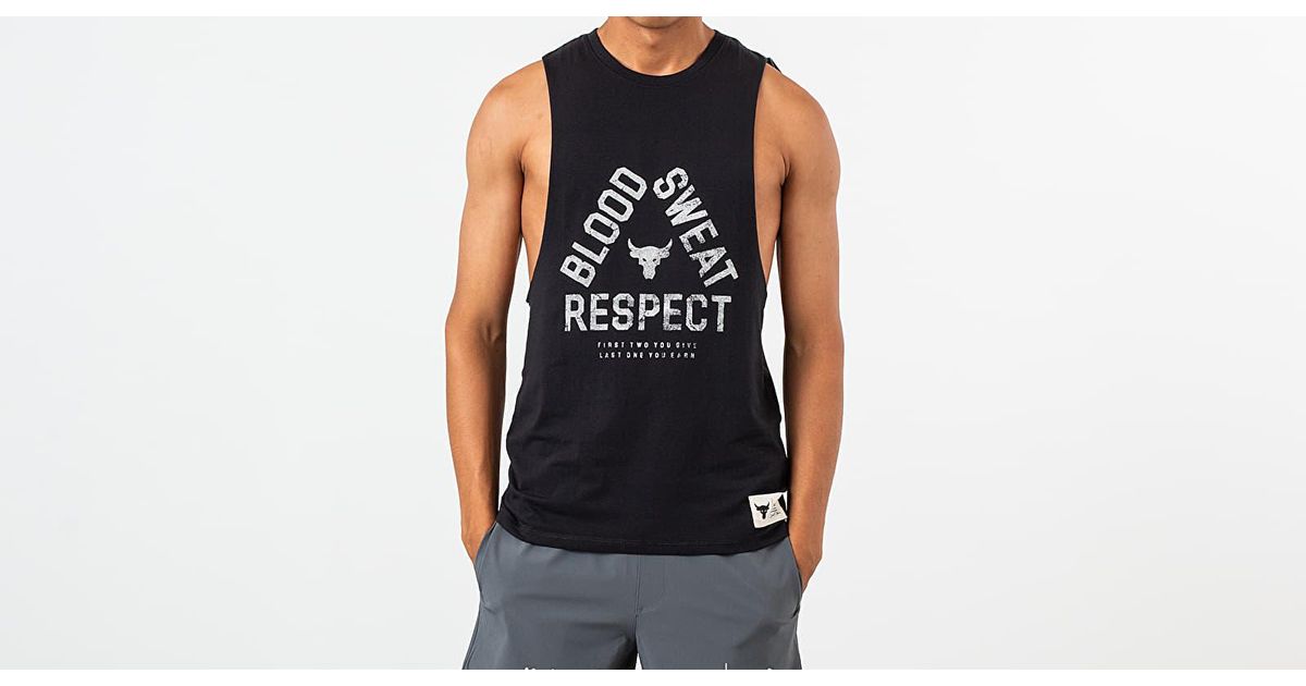 Under Armour Project Rock Blood Sweat Respect Tank in Black for Men | Lyst