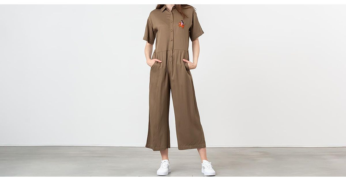 Lazy Oaf Cotton Nowhere Tiger Jumpsuit Khaki in Green (Natural) - Lyst