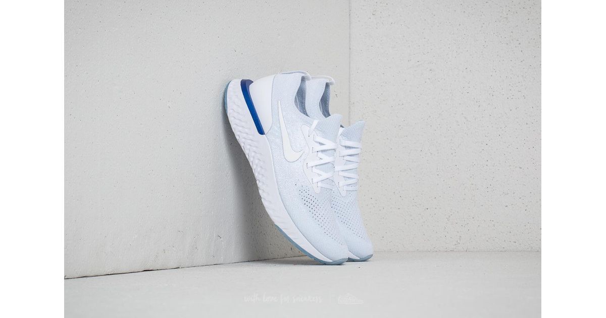 nike epic react white racer blue